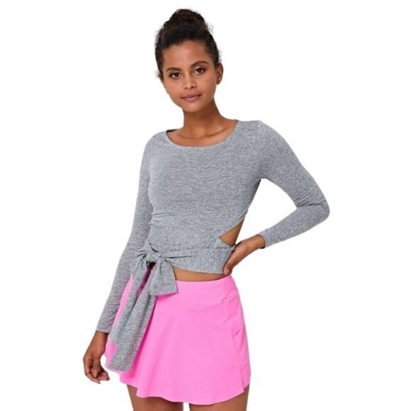 Halara Large‎ Boat Neck Long Sleeve Cut Out Lace Up Sports Top - Picture 1 of 5